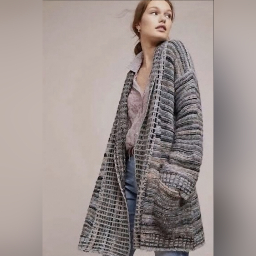 Anthropologie Akemi + Kin Gray Striped Cardigan, Size Small